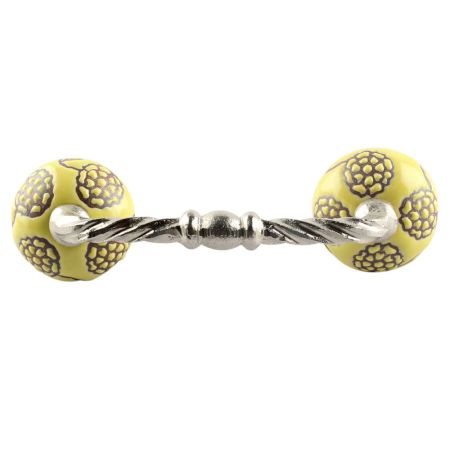 Yellow Marigold Etched Floral Ceramic Cut Bridge Handle